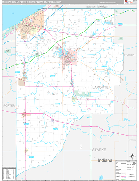 Michigan City-La Porte, IN Metro Area Wall Map